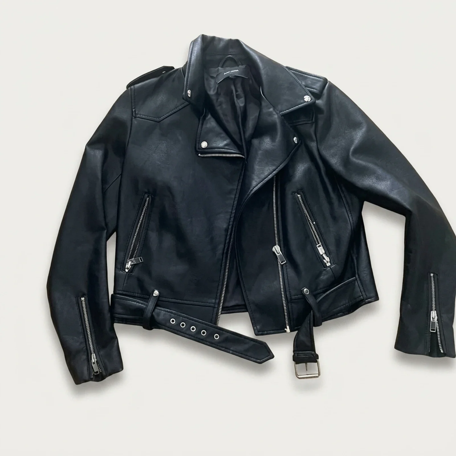 Black Leather Biker Jacket manufactured by Aly Leather Co., Sialkot