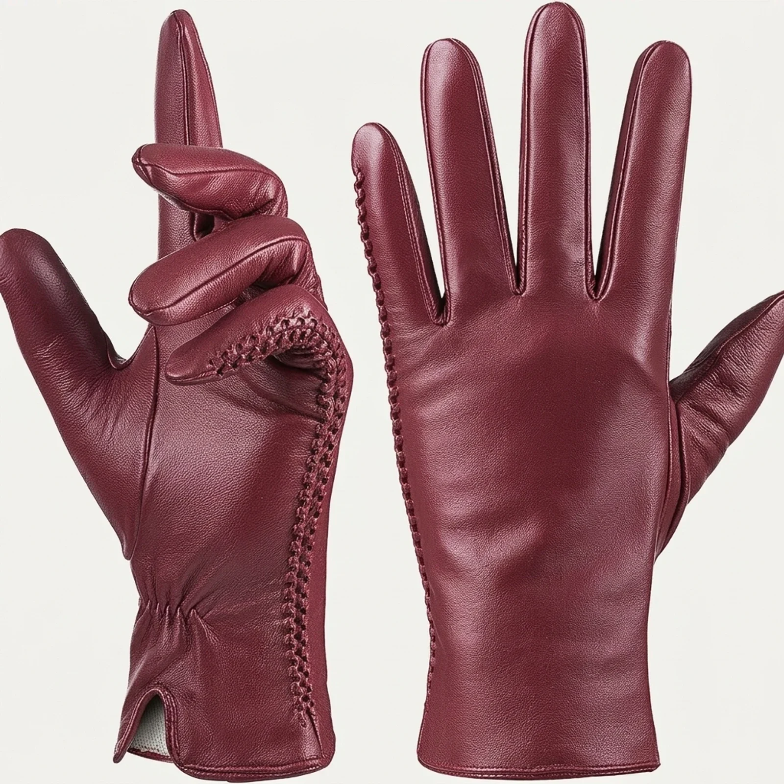 Burgundy Leather Gloves manufactured by Aly Leather Co., Sialkot